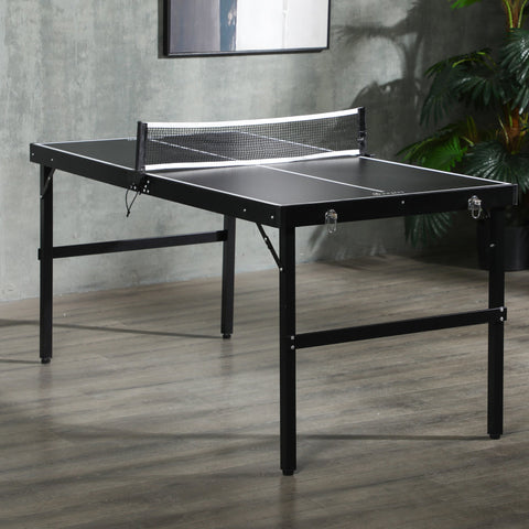 Black sportnow 5ft mini table tennis with folding aluminium frame net perfect for indoor outdoor ping pong fun