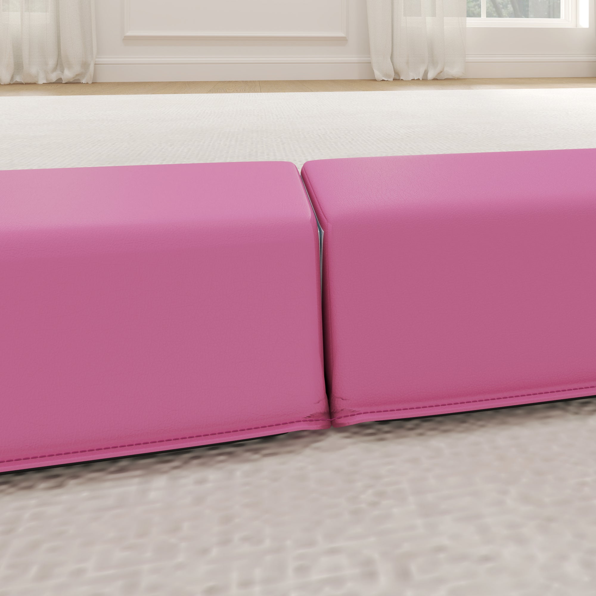 Pink sportnow balance beam with eva foam core and stitched edges featuring a smooth padded surface for kids