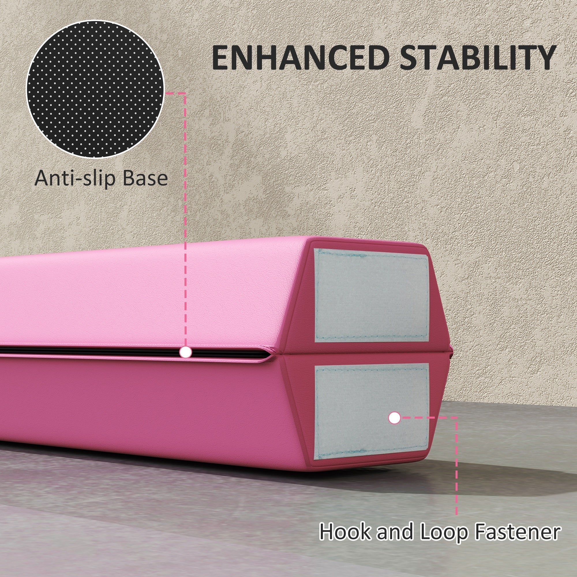 Pink sportnow balance beam with eva foam core and textured anti slip base for kids gymnastics at home