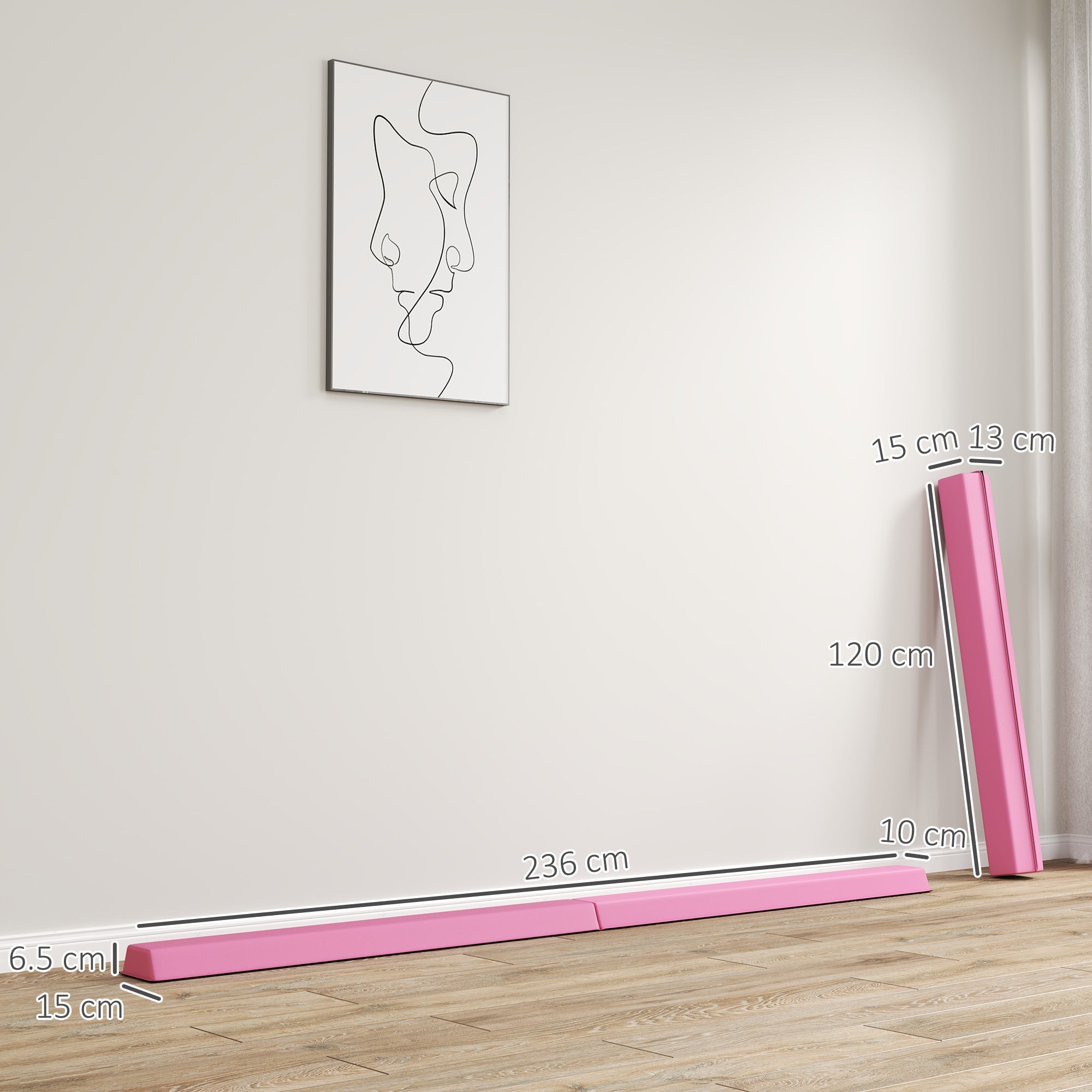 Pink sportnow folding balance beam with eva foam core and anti slip base for kids gymnastics at home