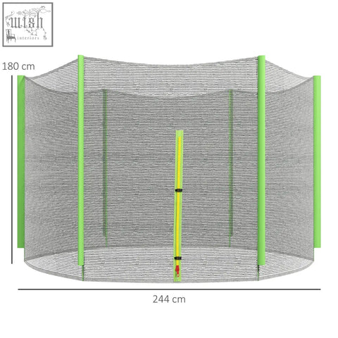 Bright green safety enclosure net with black mesh for sportnow Φ244cm 8ft trampoline replacement with zipped entrance