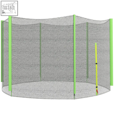 Bright green framed sportnow Φ244cm 8ft safety enclosure with gray mesh and zipped entrance for trampoline replacement