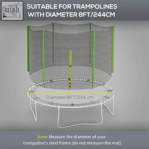 Green sportnow safety enclosure net for 8ft trampoline with mesh material and 6 plastic pole covers weather-resistant