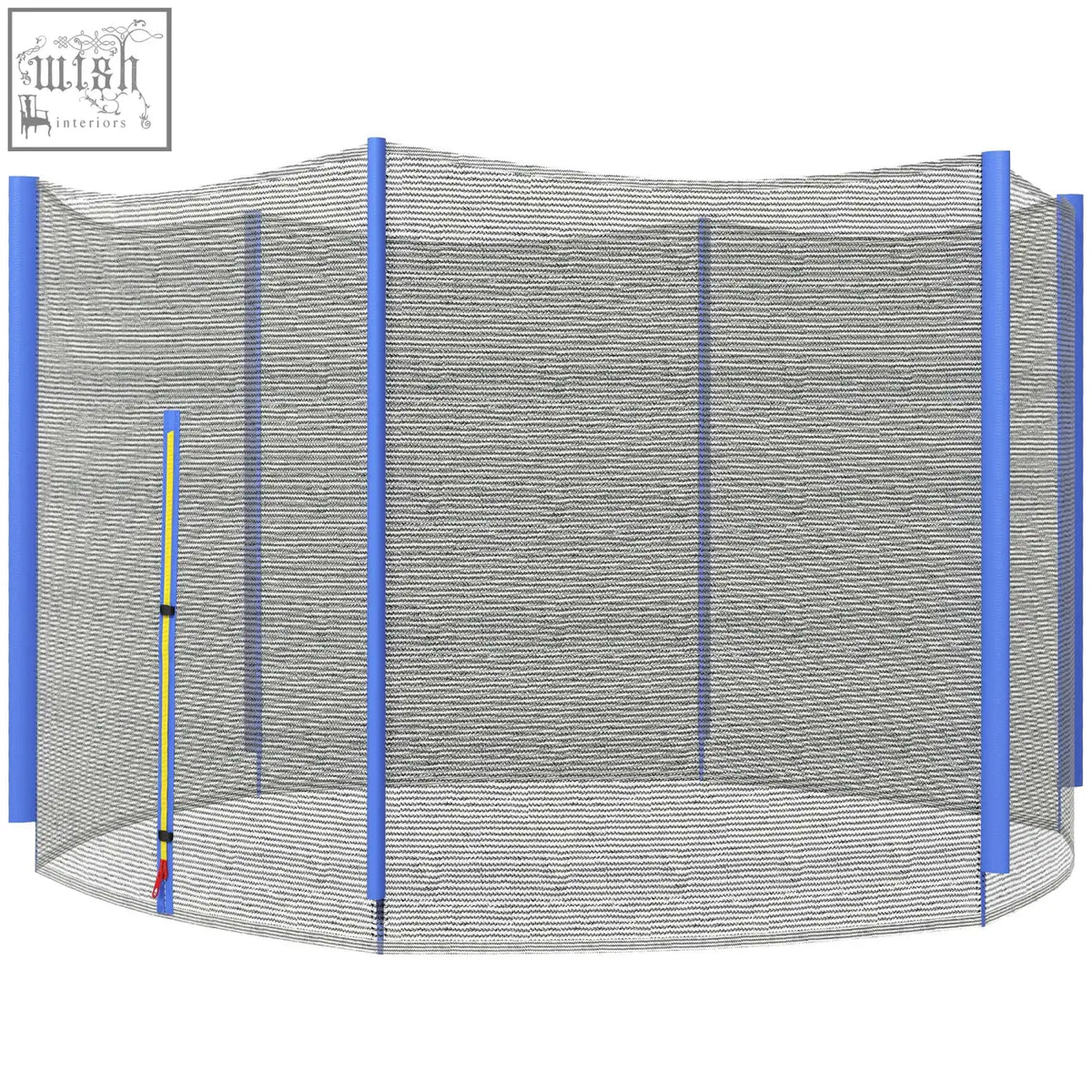 Blue-framed sportnow Φ244cm 8ft safety enclosure trampoline net replacement with black mesh and zipped entrance