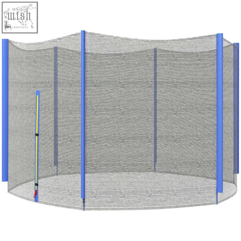 Blue-framed sportnow Φ244cm 8ft safety enclosure trampoline net replacement with black mesh and zipped entrance