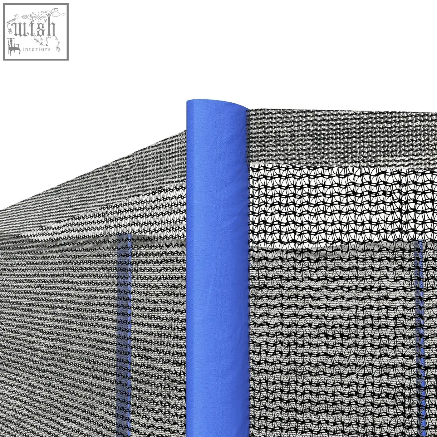 Black mesh sportnow 8ft trampoline net replacement with blue rolled edge and zipped entrance for safety enclosure
