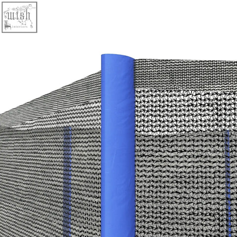 Black mesh sportnow 8ft trampoline net replacement with blue rolled edge and zipped entrance for safety enclosure