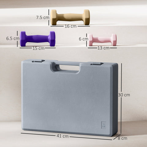 Gray plastic carry case for sportnow 9kg hex dumbbells set with smooth pu casing and molded edges for easy transport