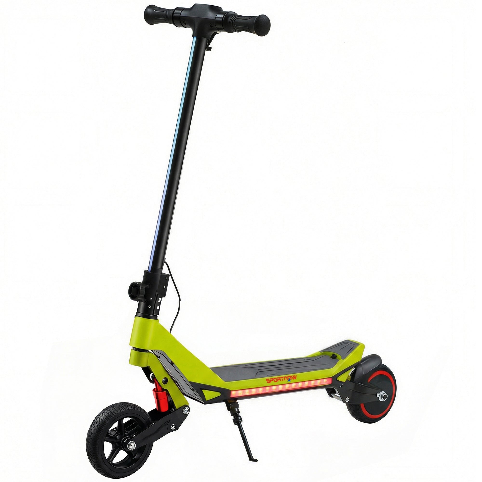 Sportnow electric scooter lime green and black with red wheels led lighting foldable e scooter for kids 93l x 39w