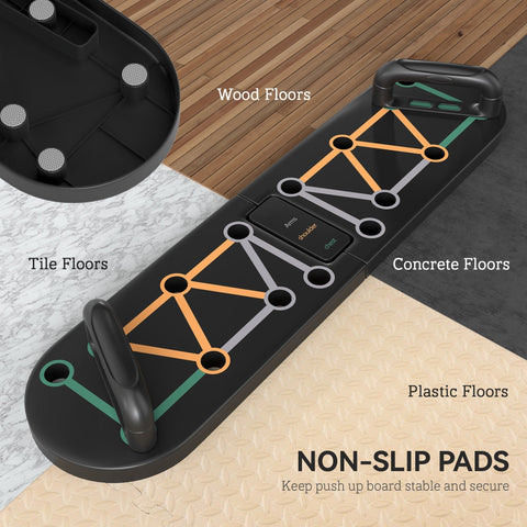 Sportnow foldable push up board with colour-coded guide and anti-slip pads in black for chest and arm training