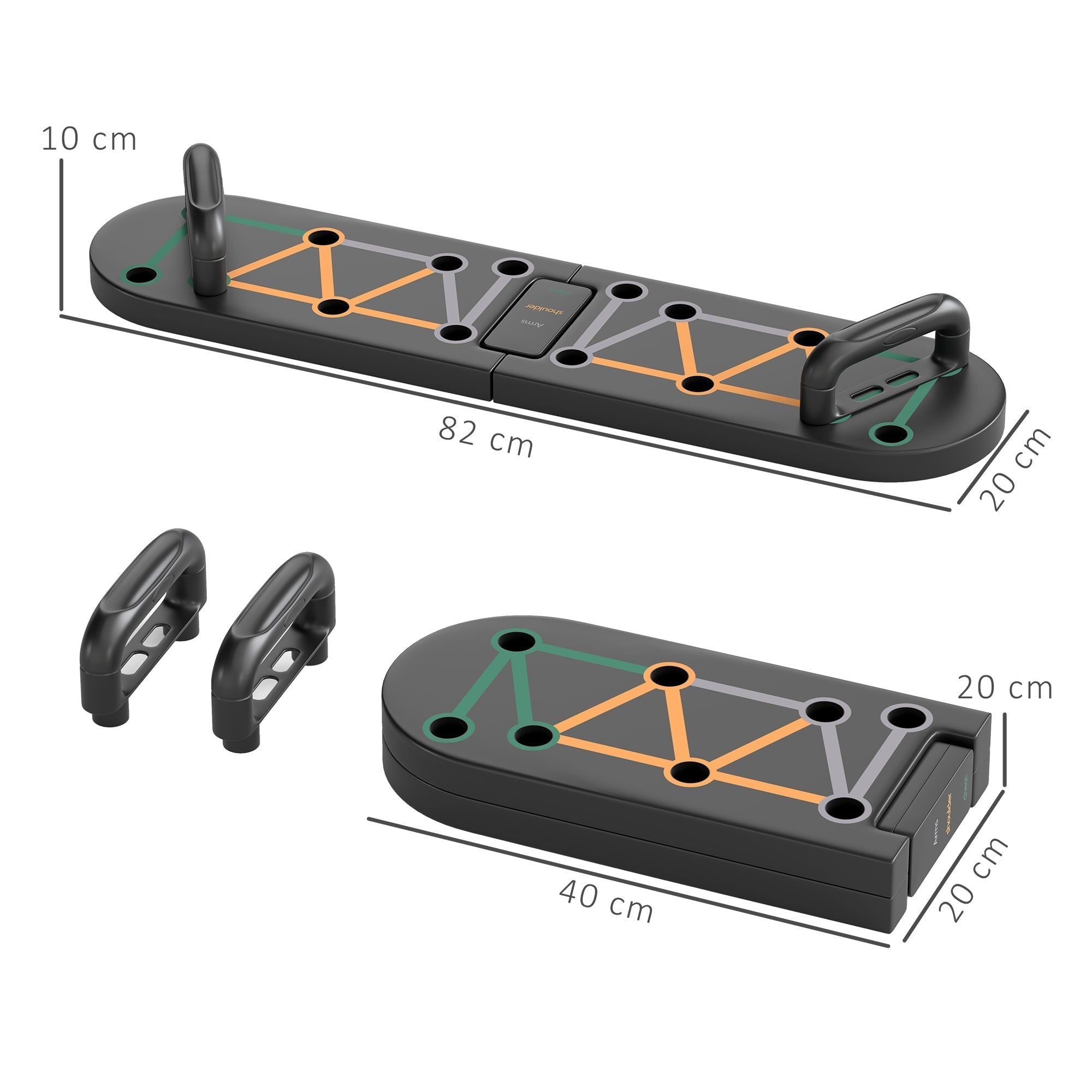 Black sportnow foldable push up board with colour-coded guide and anti-slip pads for arm shoulder chest workouts