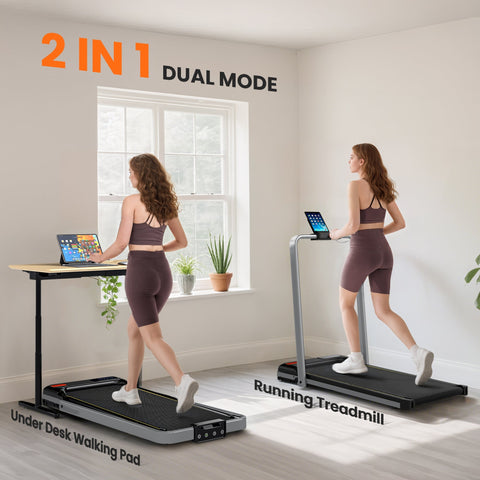 Sportnow folding walking pad treadmill with anti slip belt and silver tone frame for under desk use