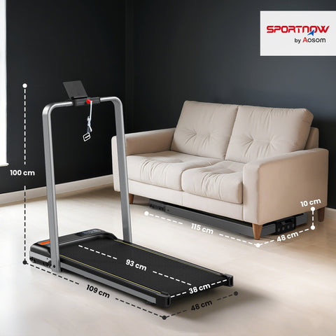 Silver tone sportnow folding walking pad treadmill with anti slip belt and digital display by aosom