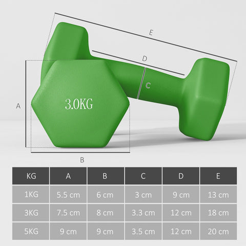 Green hexagonal shape dumbbell with matte finish 3kg weight from sportnow dumbbells set for hand weights use