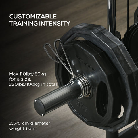 Black octagonal weight plate with metallic barbell and silver clips for sportnow multifunctional strength training low pulleys