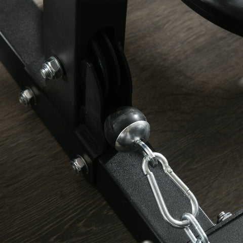 Black metal weight machine attachment with silver spherical end cap and chain for sportnow home gym dual pulley strength training