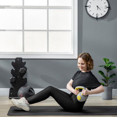 Sportnow kettlebell 4kg in gray and yellow with black handle grip perfect for strength training at home gym