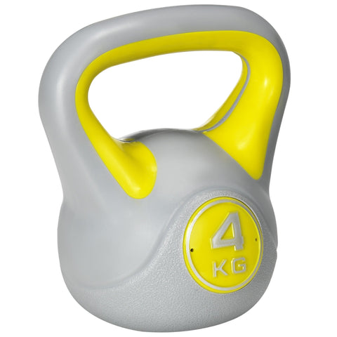 Sportnow kettlebell in yellow and grey with 4kg weight plate ideal for home gym strength training
