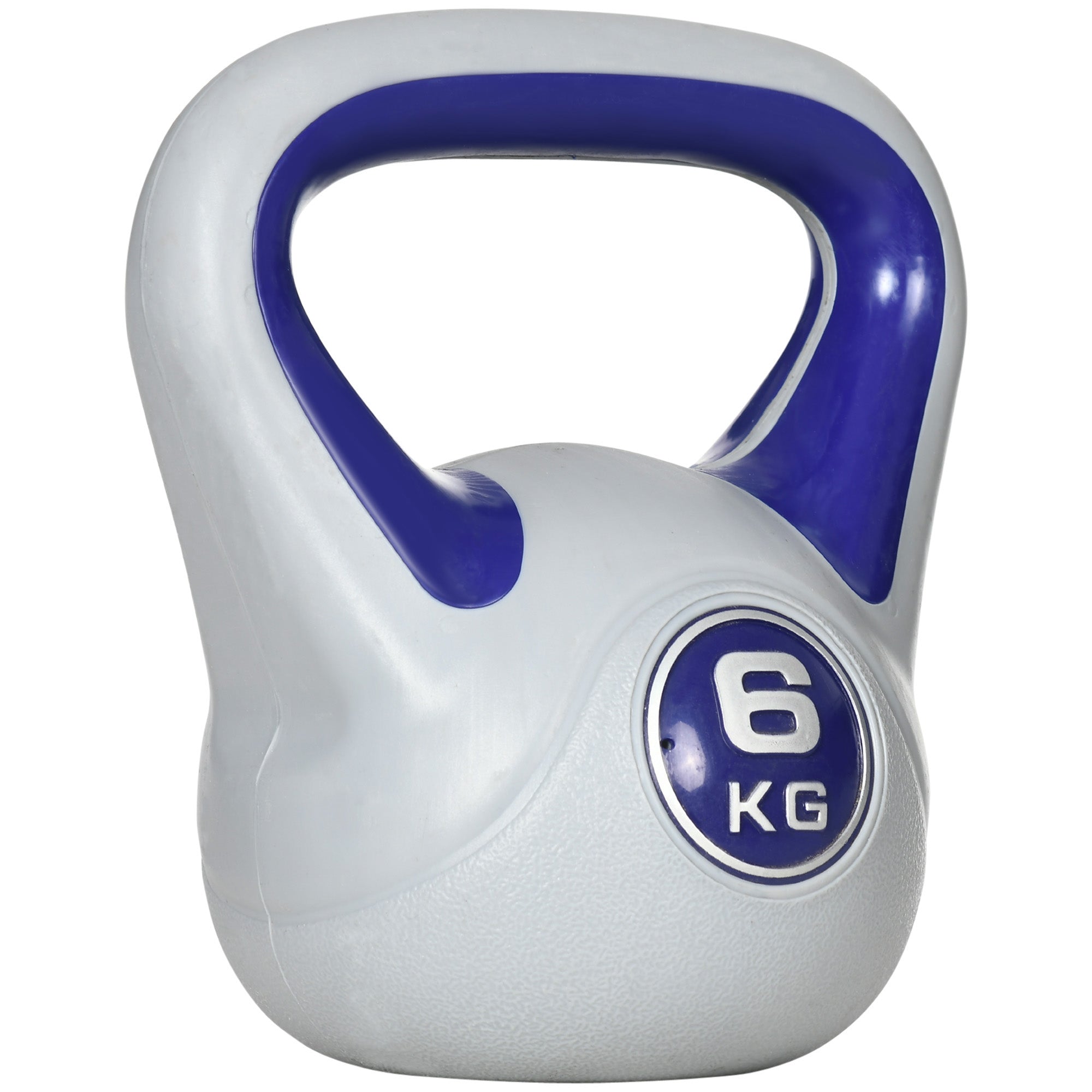 Sportnow kettlebell 6kg with glossy white body and blue handle perfect for strength training at home gym