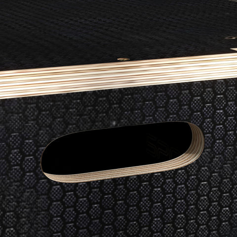 Black textured sportnow jump box with light wood grain handle for home gym exercise use
