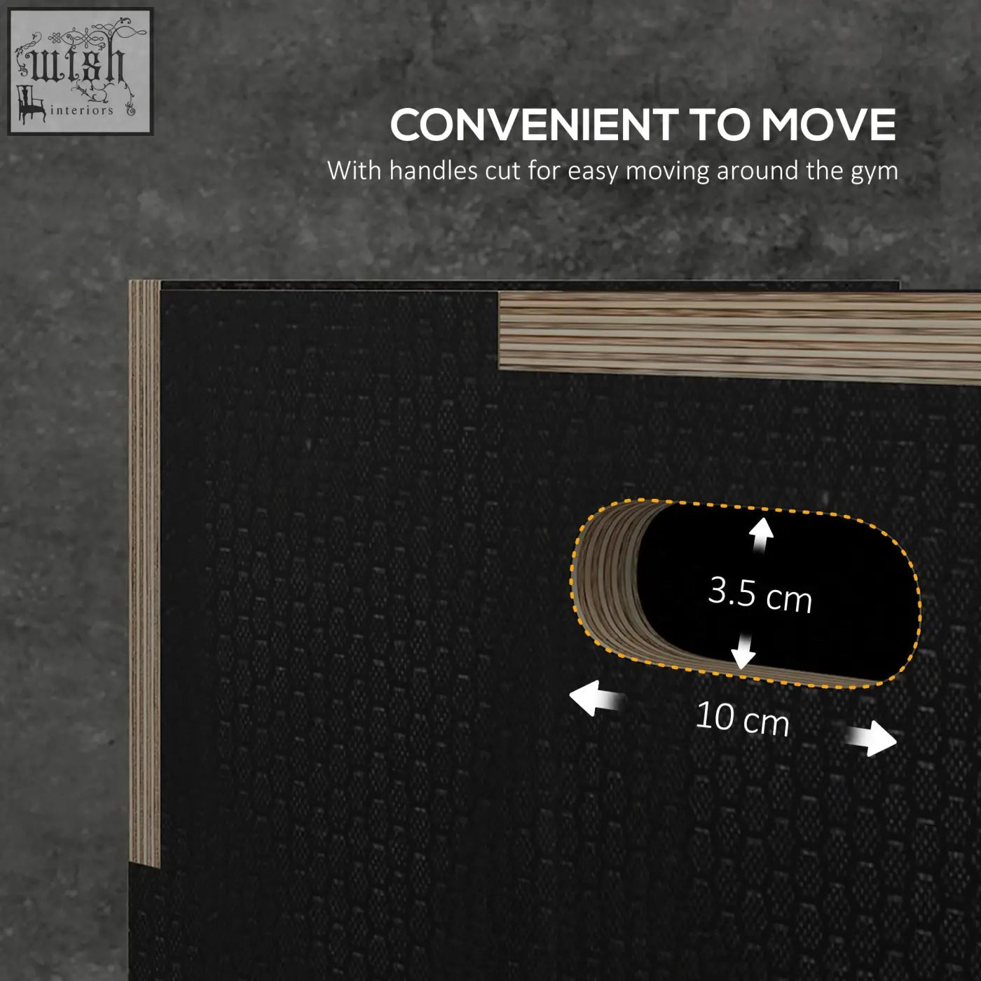Black textured sportnow jump box with wooden handles and three adjustable heights for gym and home workouts