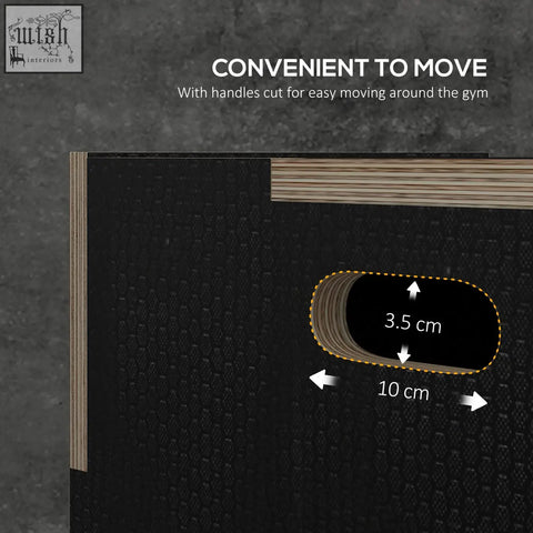 Black textured sportnow jump box with wooden handles and three adjustable heights for gym and home workouts