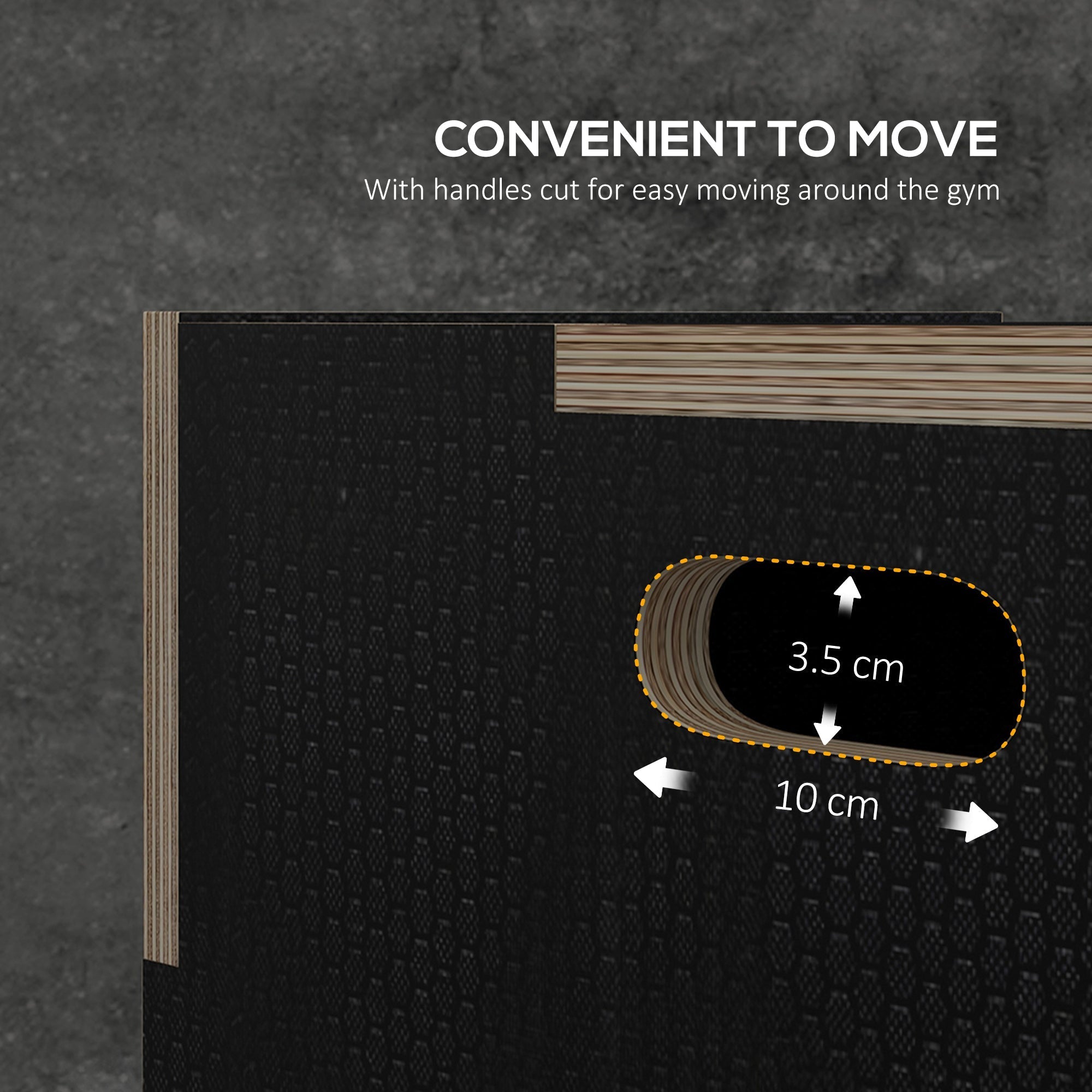 Black textured sportnow jump box with wooden step up and handles for easy movement in gym or home use