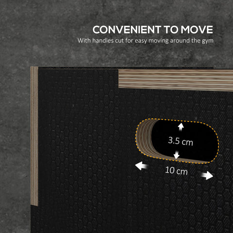 Black textured sportnow jump box with wooden step up and handles for easy movement in gym or home use