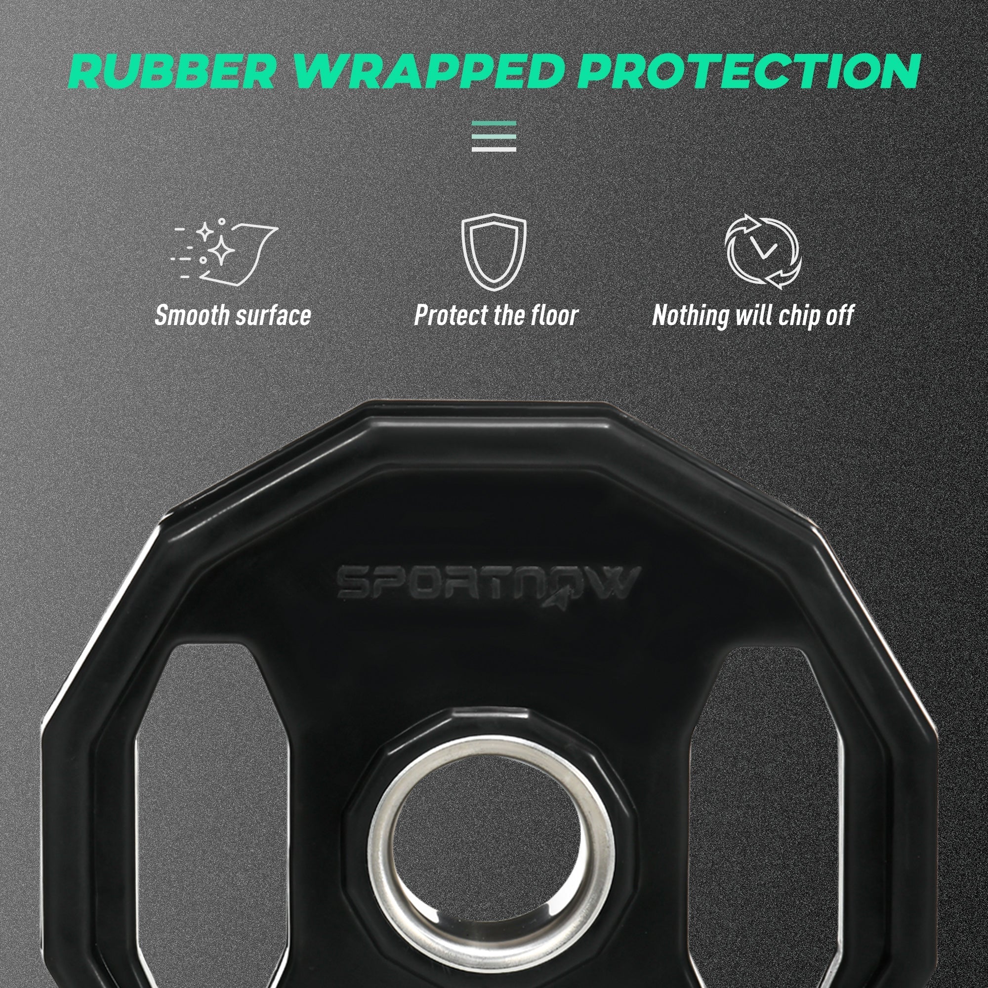 Black octagonal sportaw weight plate with robust steel center ring for home gym strength training