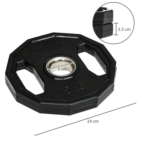 Black sportnow 5kg weight plate with robust steel center for home gym strength training and weight lifting