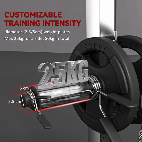 Black 25kg weight plate with silver metal center and rubber grip for sportnow power cage barbell rack setup