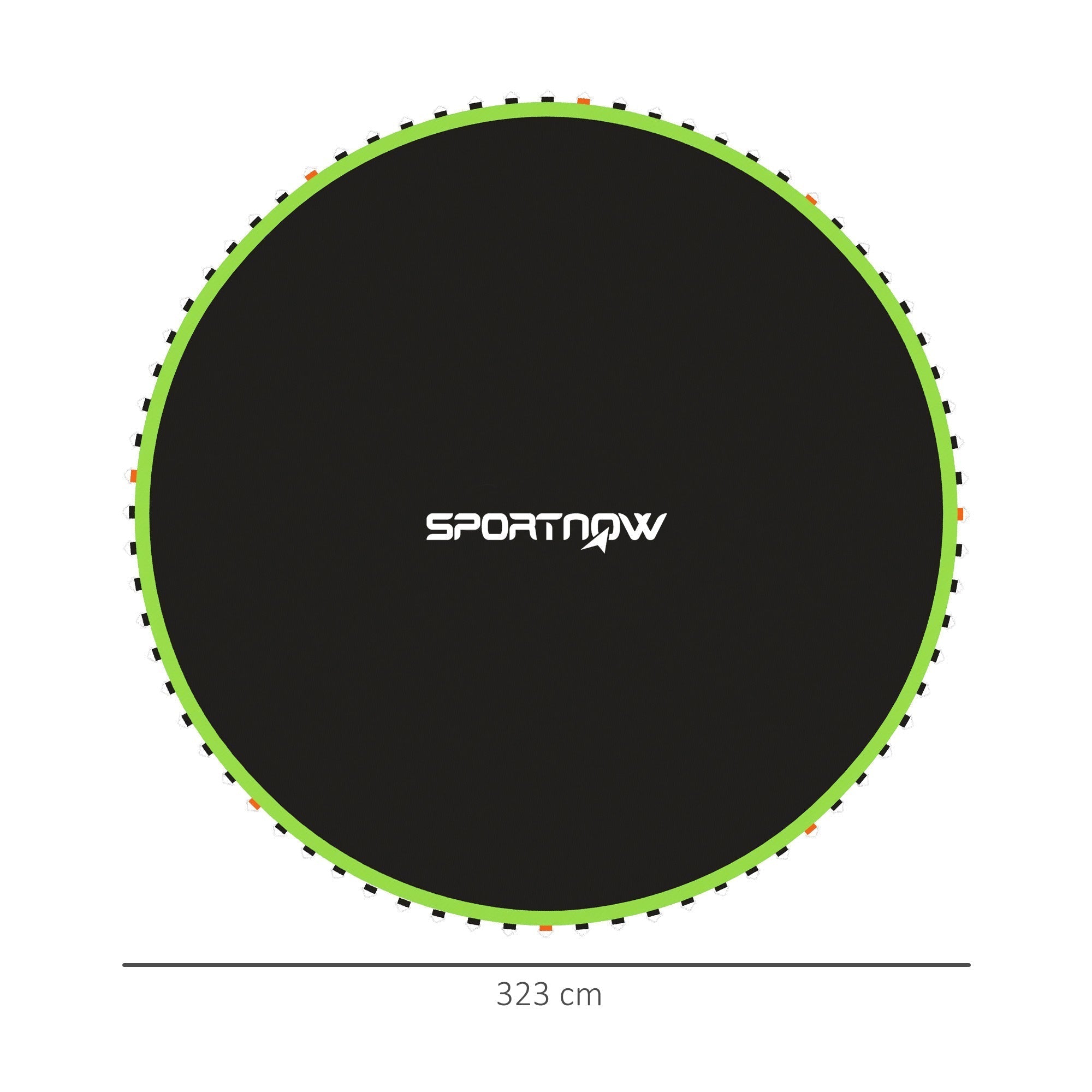 Black sportnow trampoline mat with bright green border 323 cm for 12ft round trampoline using 14cm springs