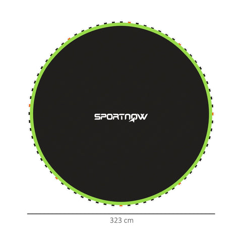 Black sportnow trampoline mat with bright green border 323 cm for 12ft round trampoline using 14cm springs