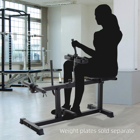 Black metal sportnow leg press machine with dual olympic weight posts for leg curl and lower body workouts at home gym