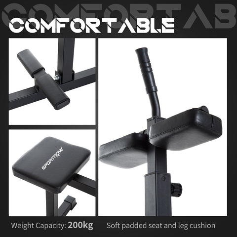 Black padded seat and leg cushion with soft upholstery for comfort on sportnow leg curl and adjustable leg raise machine