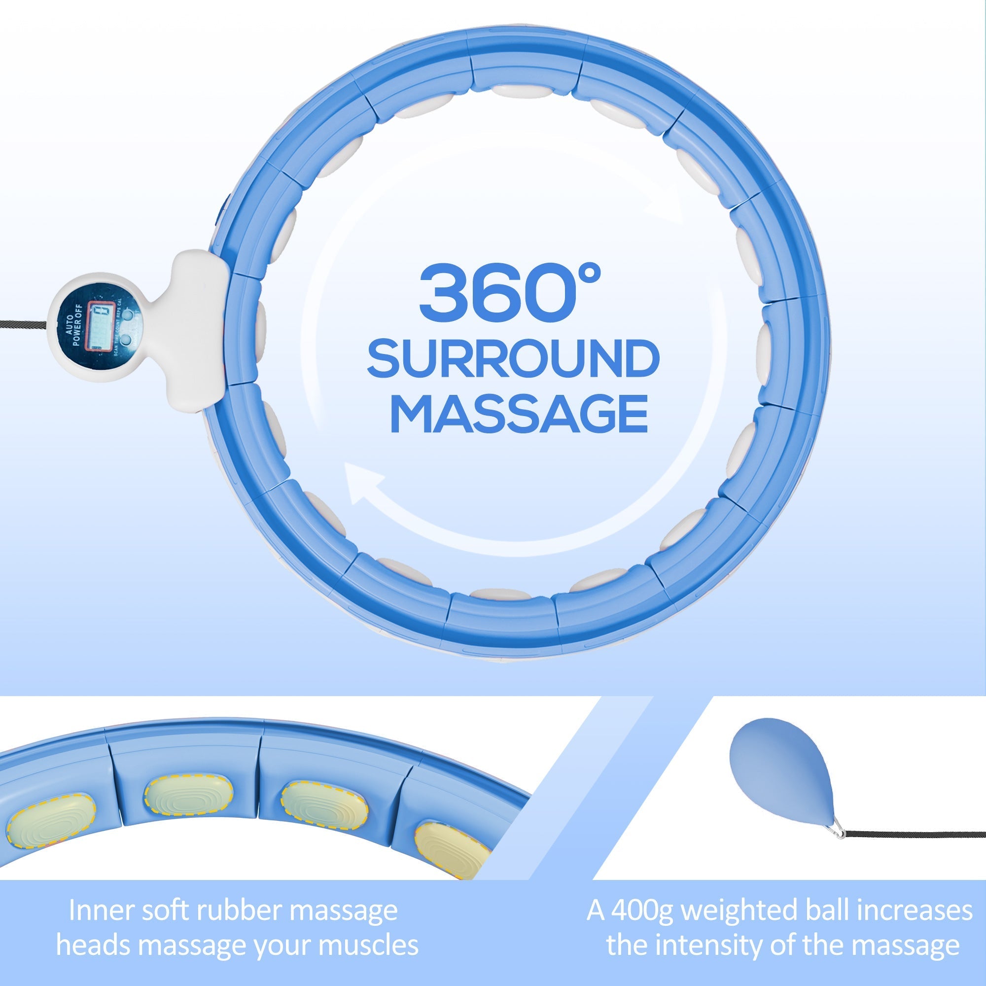 Blue sportnow smart weighted hula hoop with massage nodes digital counter and 360° auto-rotating weight ball