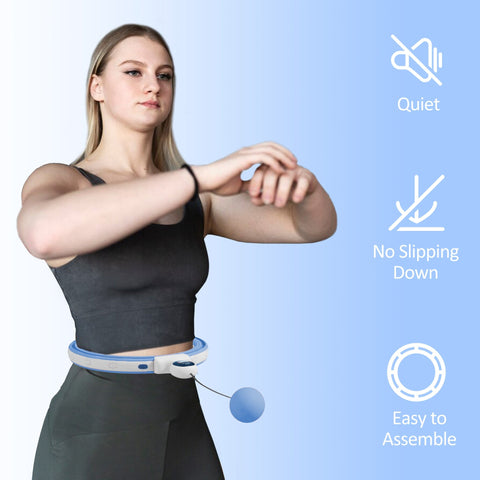 Blue and white sportnow smart weighted hula hoop with adjustable waist trainer belt weight ball and digital counter