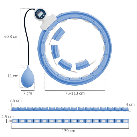 Blue sportnow smart weighted hula hoop with detachable weight ball and digital counter for easy tracking