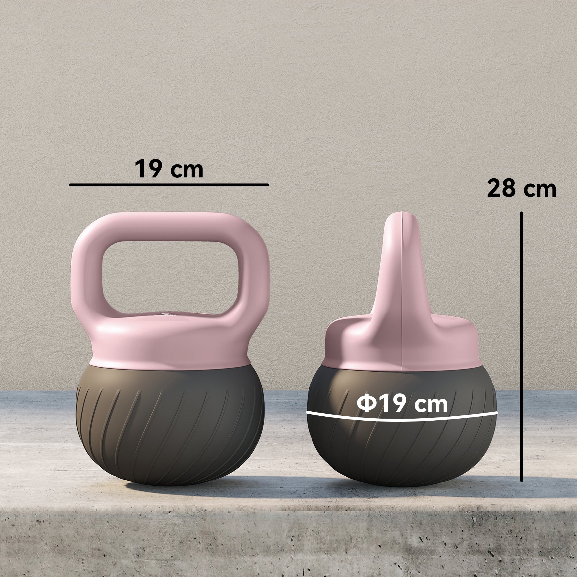 Sportnow soft kettlebell 12kg pink and dark gray with textured ribbed weights and smooth anti slip handle grips for gym use