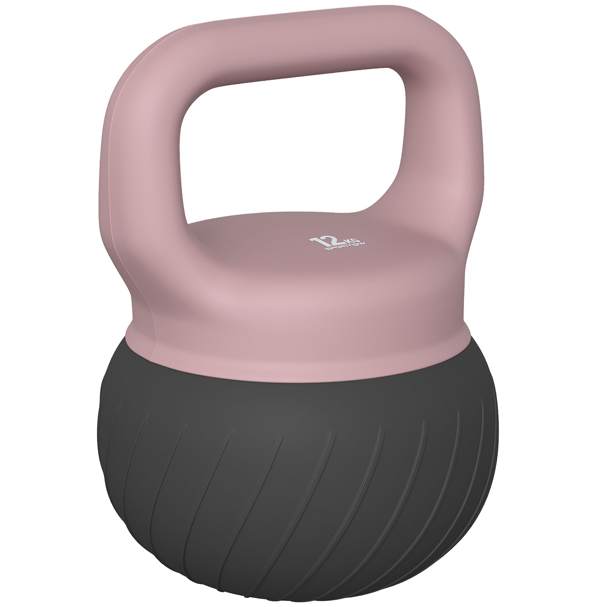 Sportnow 12kg pink and black soft kettlebell with textured anti-slip grip for home gym weight lifting and strength training
