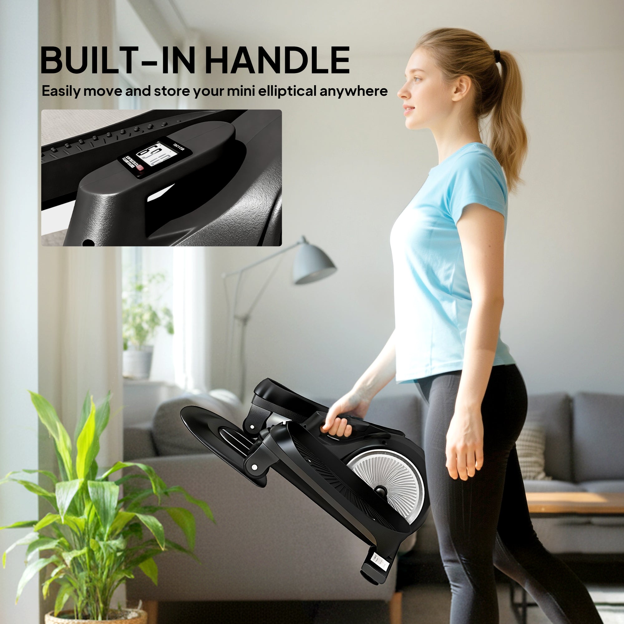 Black sportnow under desk elliptical machine with smooth magnetic resistance and lcd monitor for seat and stand use