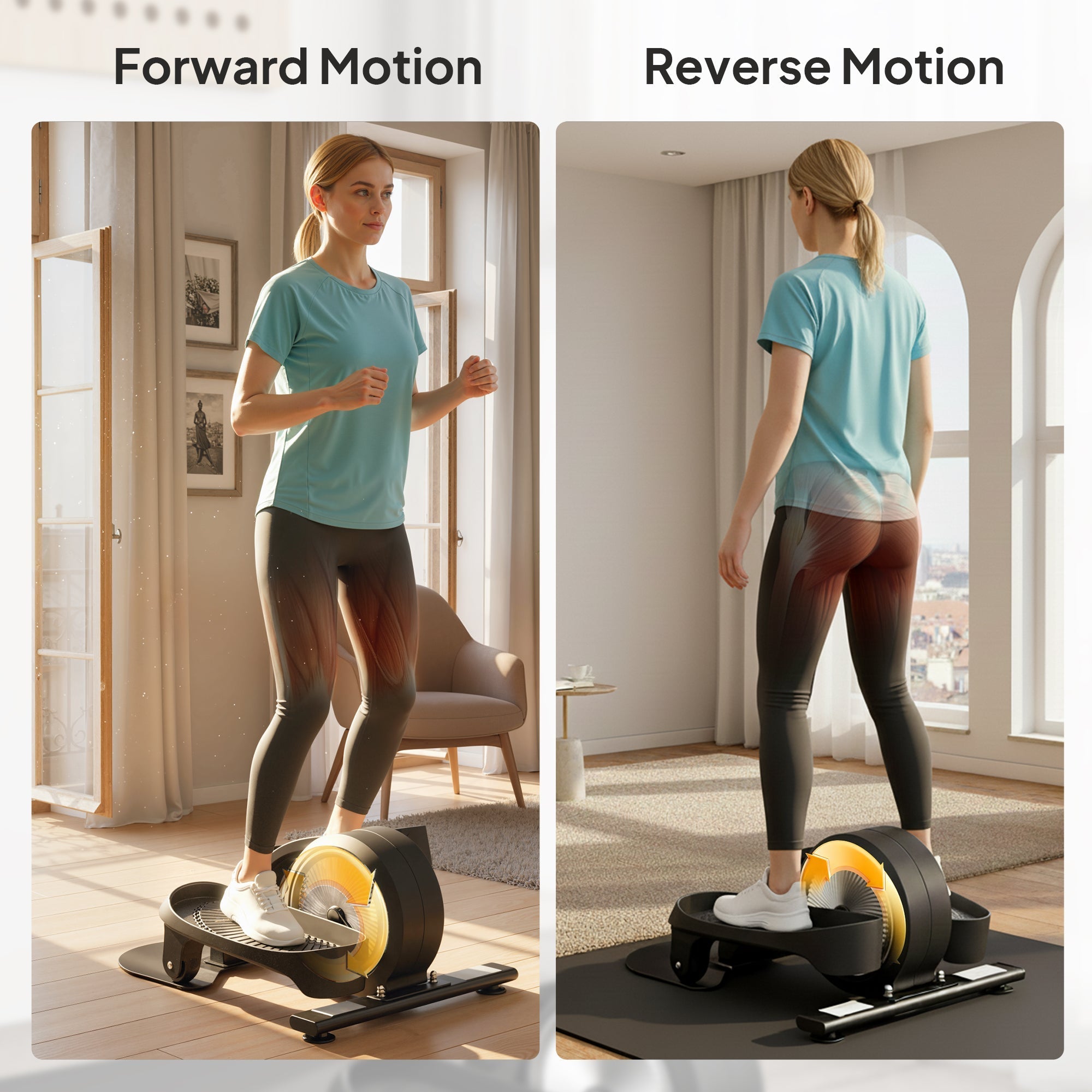 Black and yellow sportnow under desk elliptical machine with smooth magnetic resistance and lcd monitor for seat or stand use