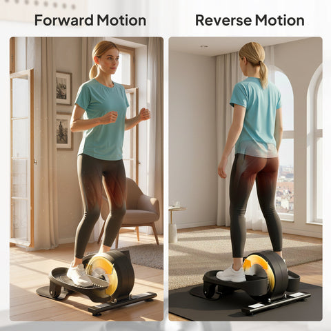 Black and yellow sportnow under desk elliptical machine with smooth magnetic resistance and lcd monitor for seat or stand use