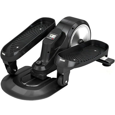 Black sportnow under desk elliptical machine with lcd monitor silver fan and smooth magnetic resistance for seat and stand use