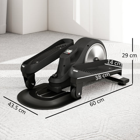 Black compact sportnow under desk elliptical machine with silver flywheel digital display and smooth magnetic resistance
