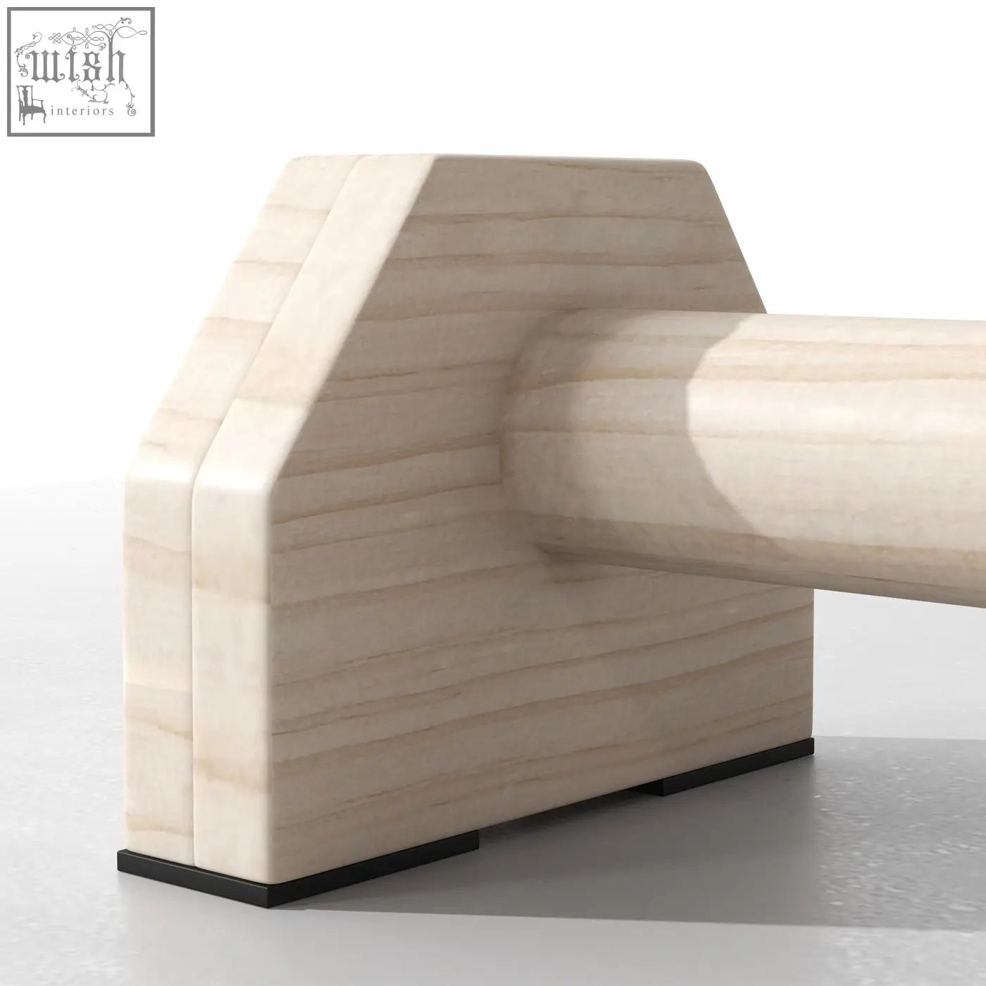 Light-colored wooden leg with geometric design and black rubber feet on sportnow wooden parallettes for home gym