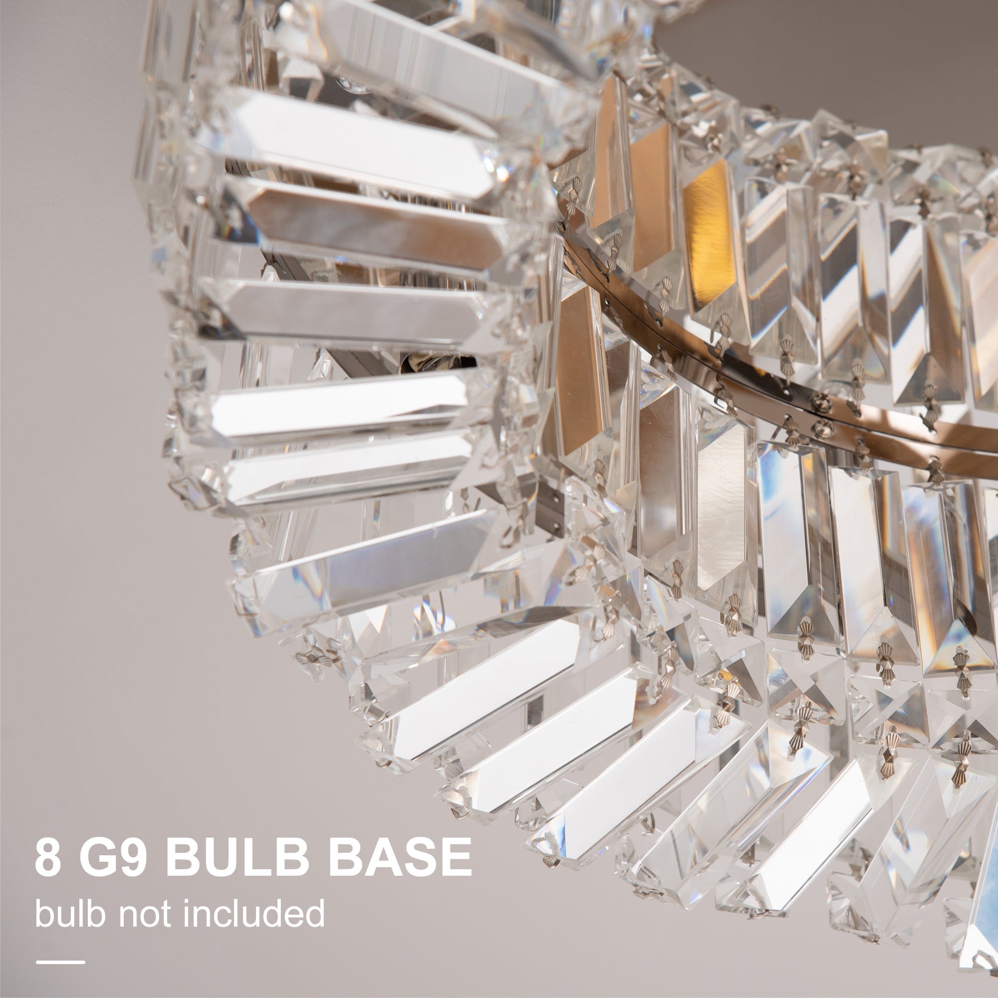 HOMCOM Crystal Ceiling Lights Set of 2, Modern Flush Chandeliers with Stainless Steel Base, Pendant Lights for Living Room Bedroom Dining Room, Silver Tone