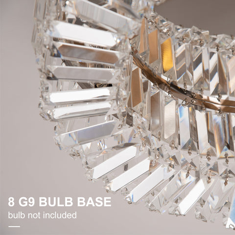 HOMCOM Crystal Ceiling Lights Set of 2, Modern Flush Chandeliers with Stainless Steel Base, Pendant Lights for Living Room Bedroom Dining Room, Silver Tone