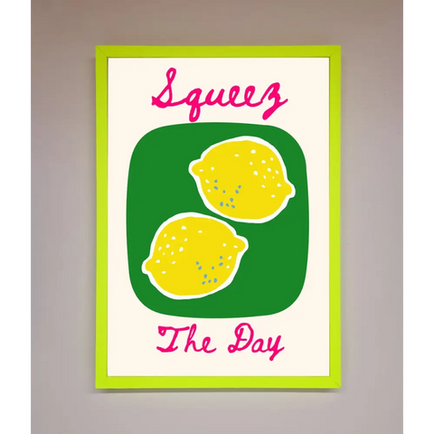 Squeeze The Day Framed Poster - B0 (100 x 141 cm) / Neon Green - Framed Print
