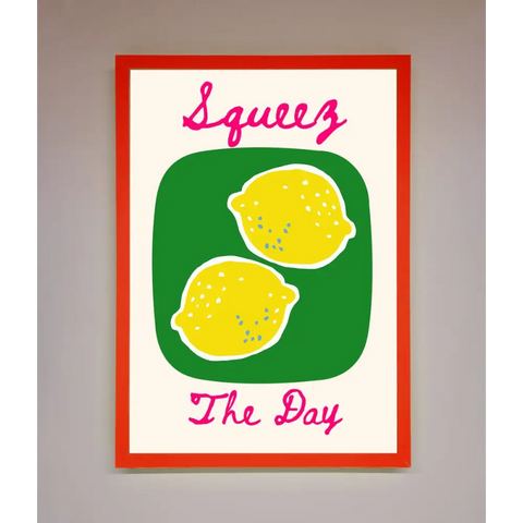 Squeeze The Day Framed Poster - B0 (100 x 141 cm) / Neon Red - Framed Print